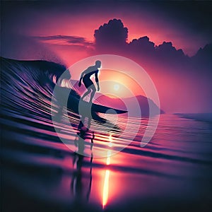 As twilight deepens into an enchanting shroud the surferÃ¢â¬â¢s si photo